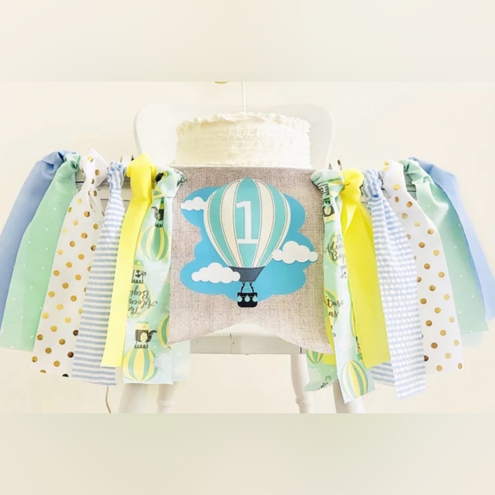 Hot Air Balloon 1st Birthday Highchair Banner